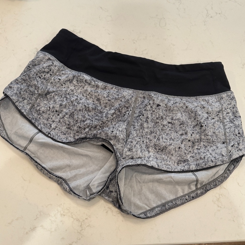 Lululemon White with black specks Shorts- Amazing Condition